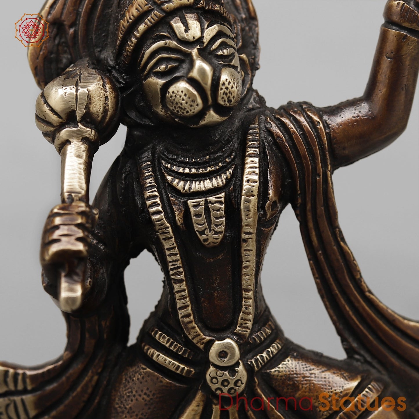 Brass Hanuman Ji Standing Fine, Antique Copper Finish 7”