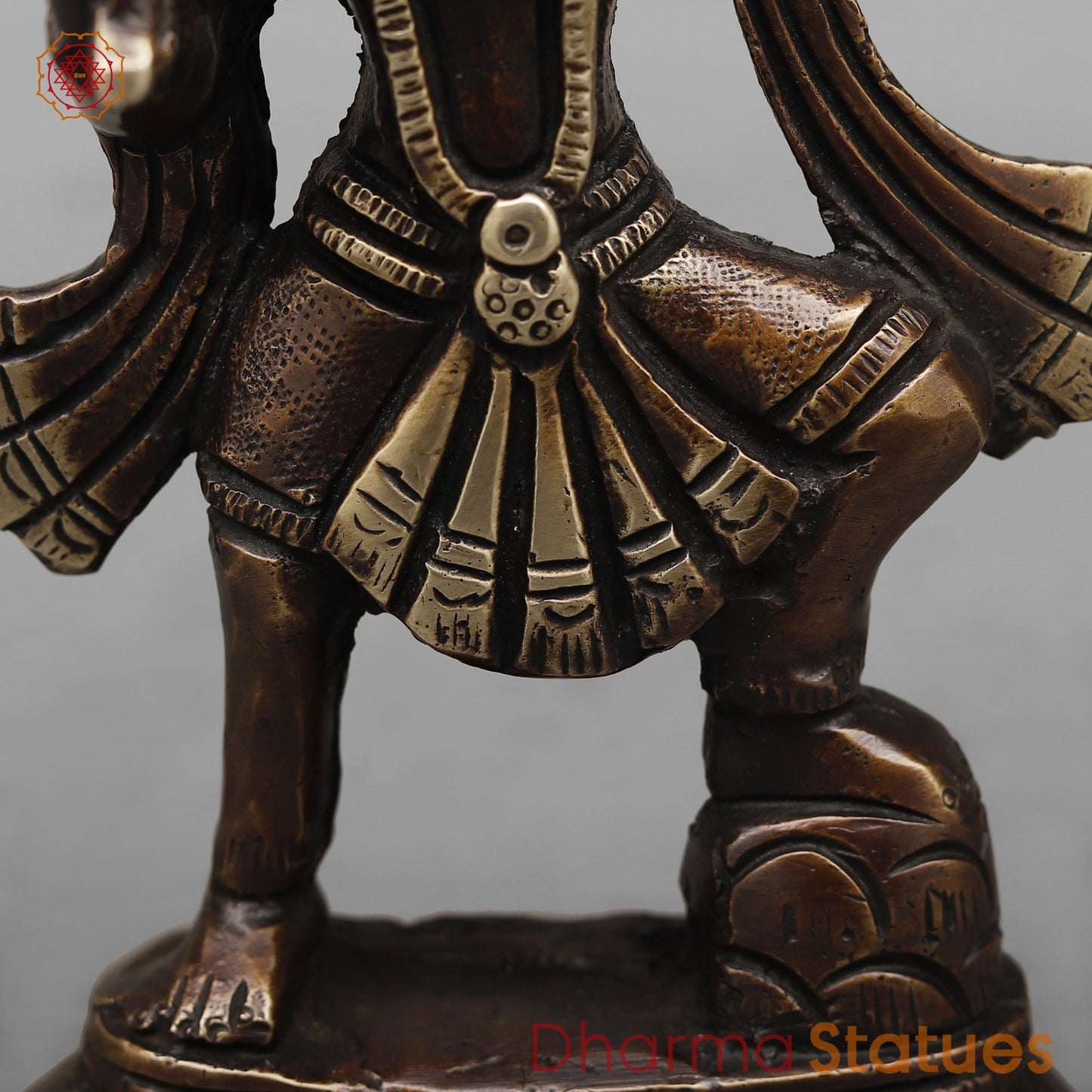 Brass Hanuman Ji Standing Fine, Antique Copper Finish 7”