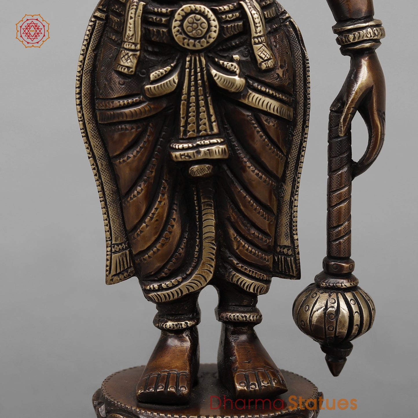 Brass Panchmukhi Hanuman  Fine, Antique Copper Finish 14”