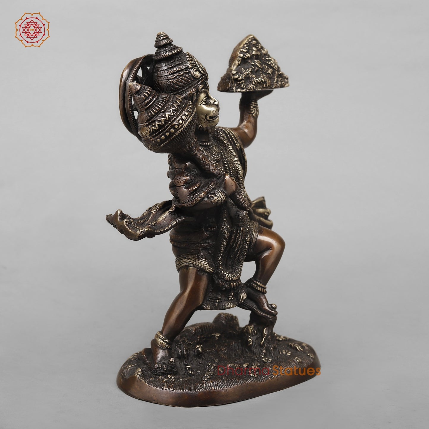 Brass Hanuman Standing  Fine, Antique Copper Finish 11”