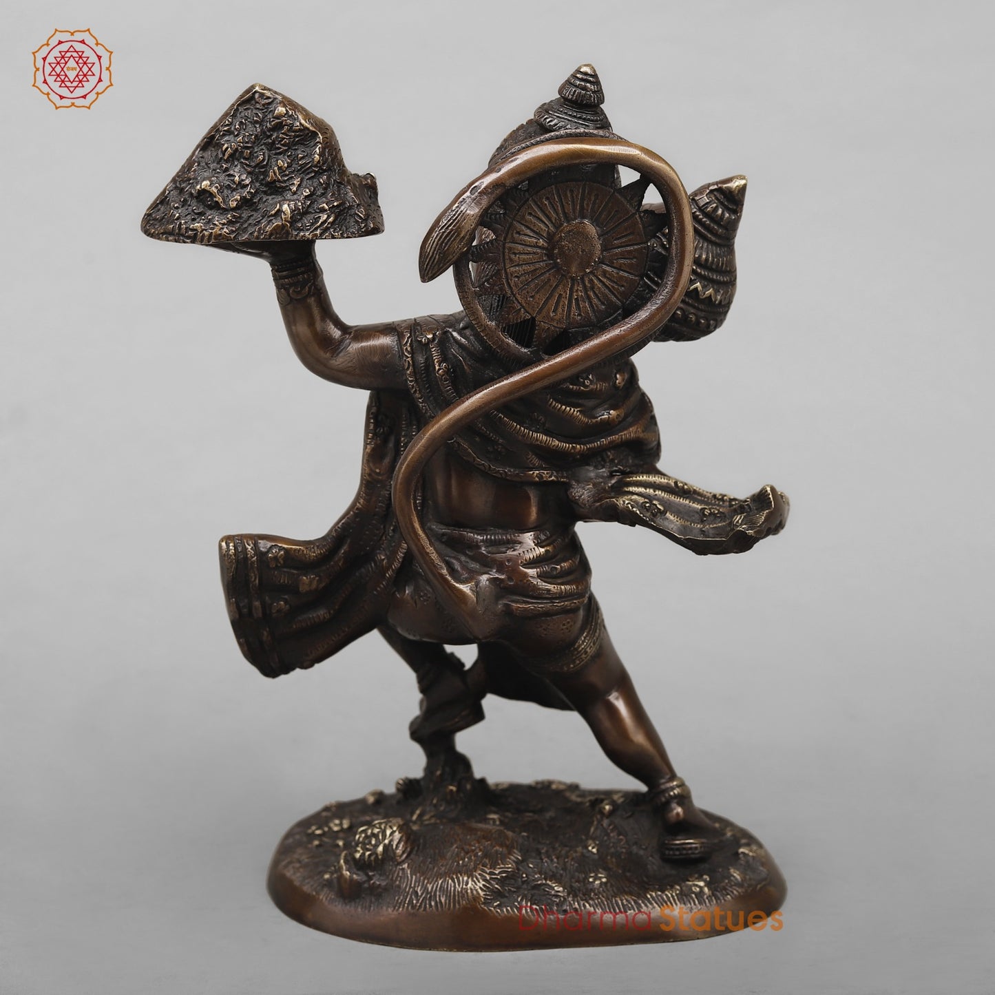 Brass Hanuman Standing  Fine, Antique Copper Finish 11”