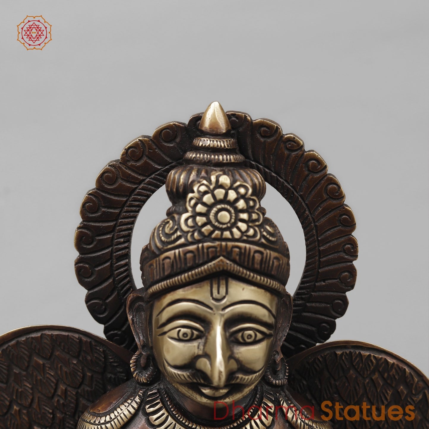 Brass Divine Garuda with spiritual Mantra on Wings, Antique Copper Finish 12”