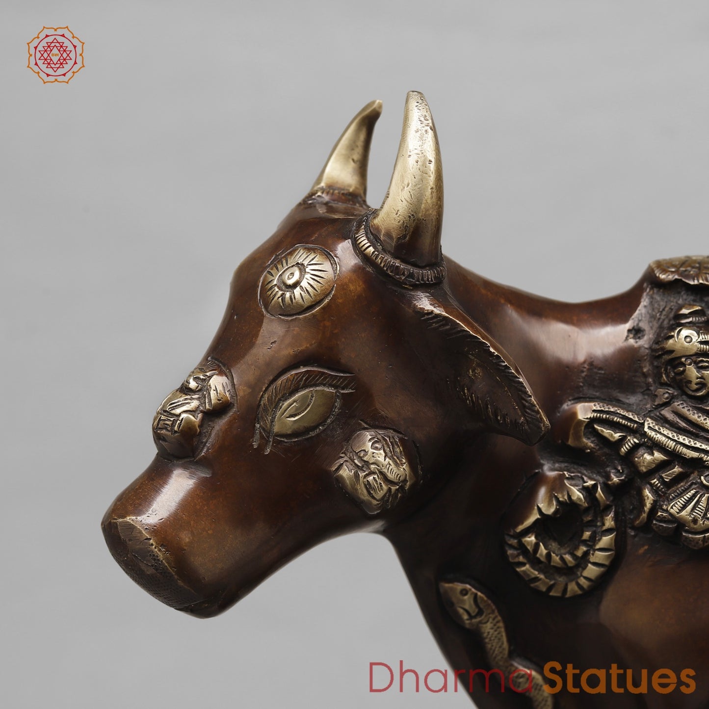 Brass Cow Calf (Kamdhenu) Fine, Antique copper Finish 16.5”