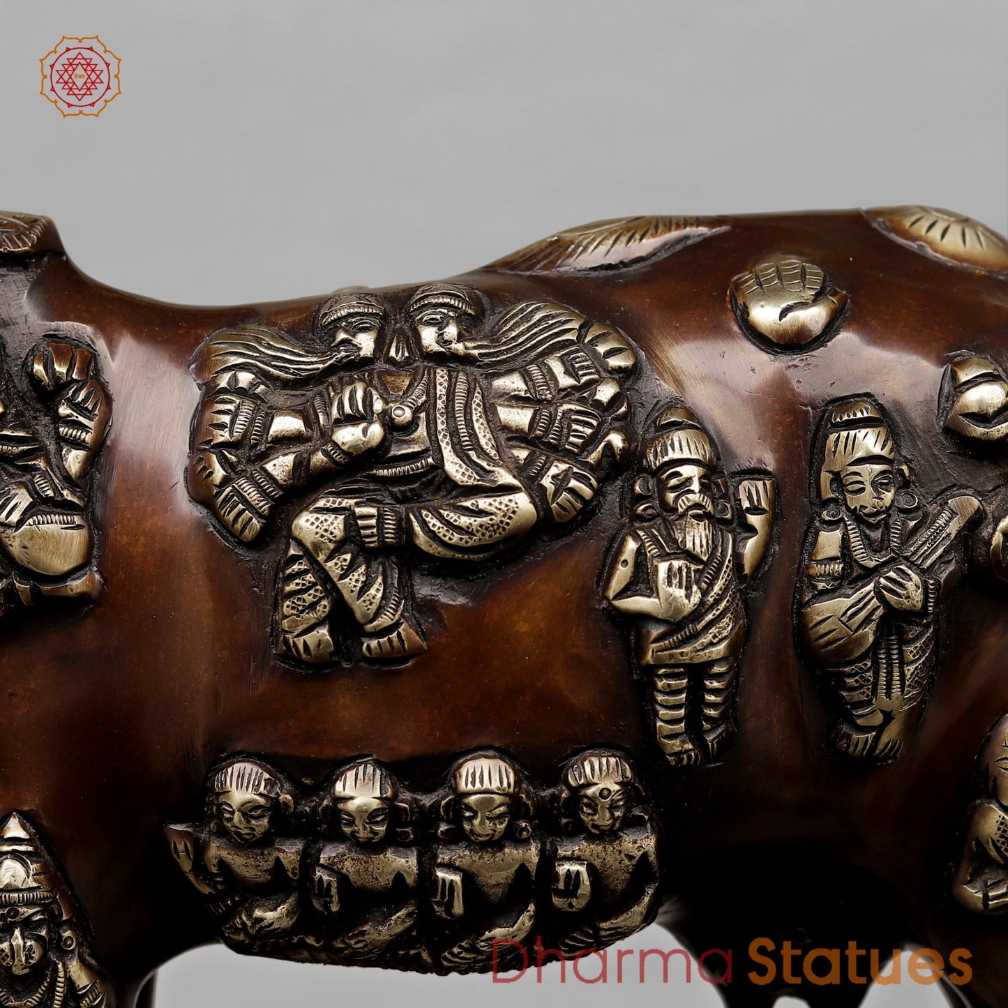 Brass Cow Calf (Kamdhenu) Fine, Antique copper Finish 16.5”
