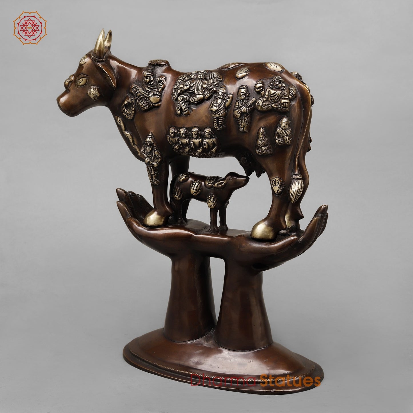 Brass Cow Calf (Kamdhenu) Fine, Antique copper Finish 16.5”