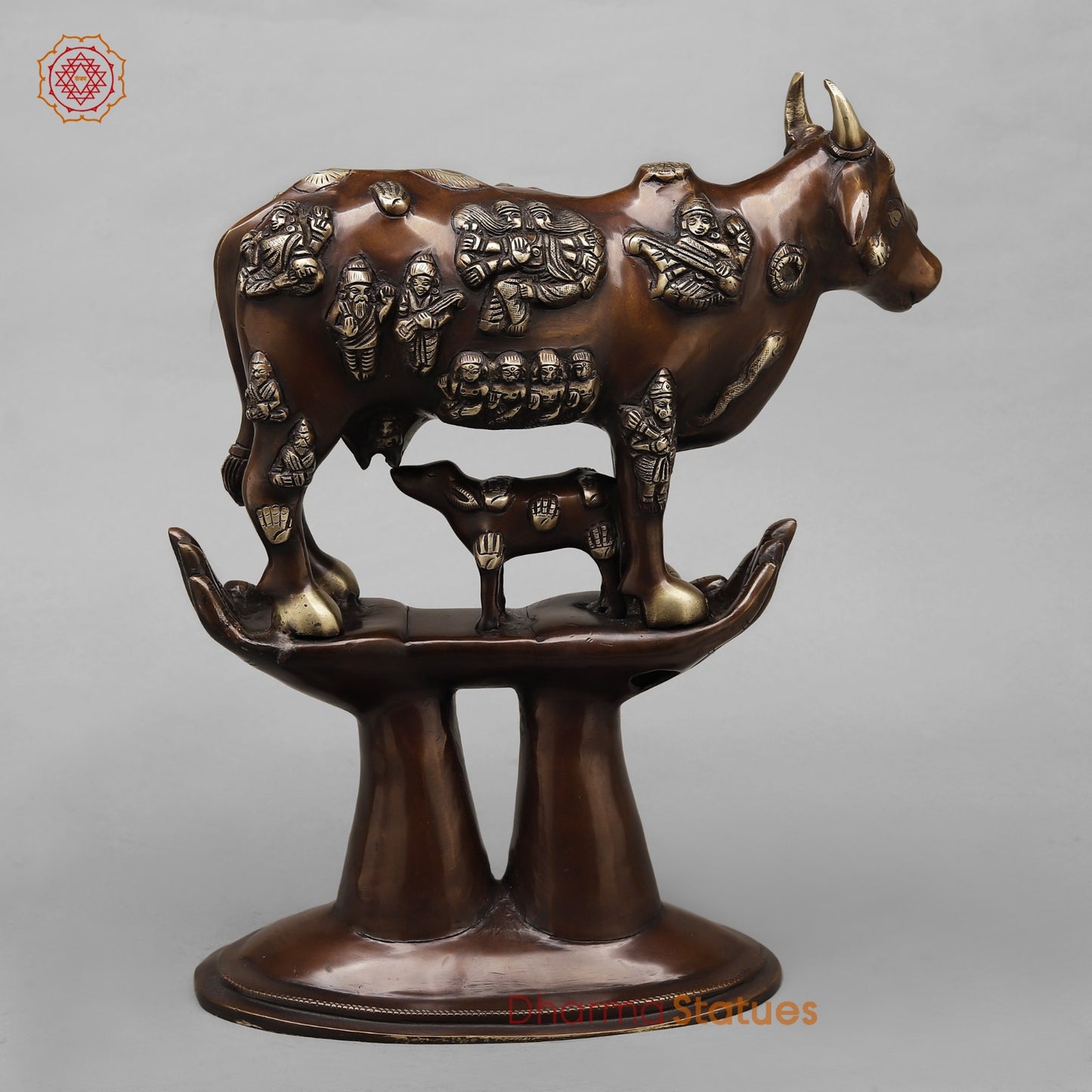 Brass Cow Calf (Kamdhenu) Fine, Antique copper Finish 16.5”