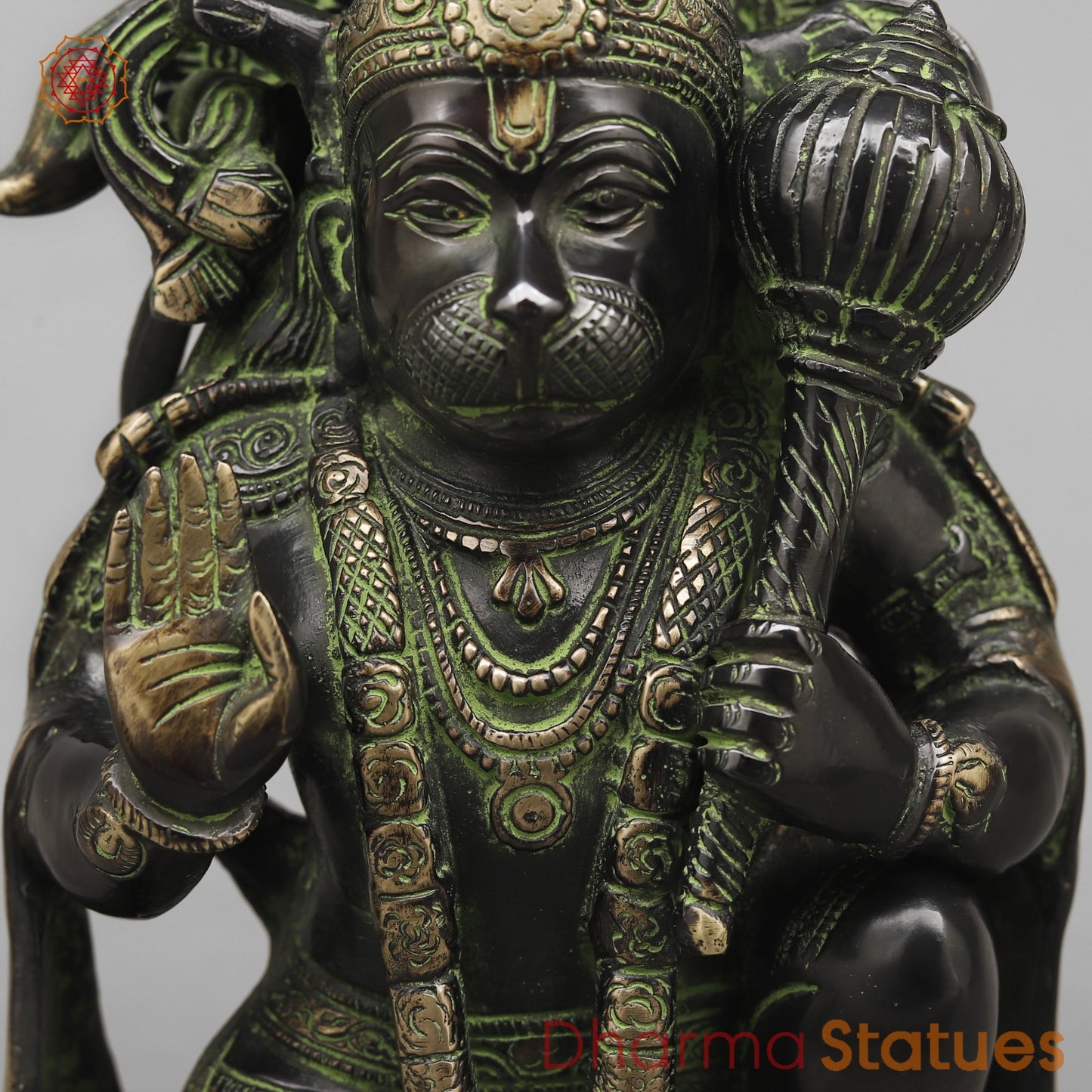 Brass Hanuman ji Seated Fine, Black antique Finish 10.5”