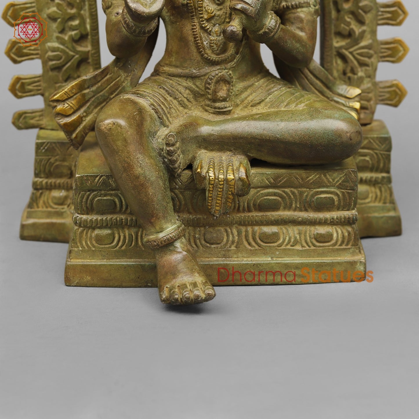 Brass Hanuman ji Seated With arch Fine, Green antique Finish 10.5”