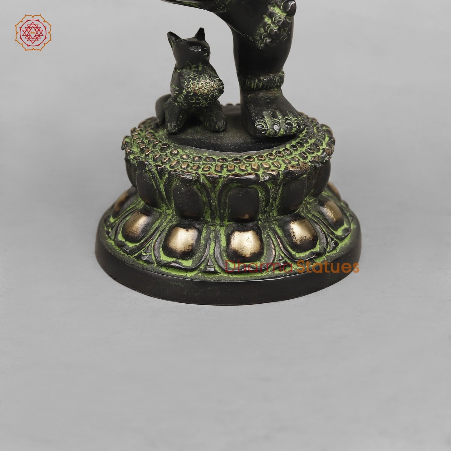 Brass Baby Ganesh Dancing Fine, Black Green Finish 8.5”