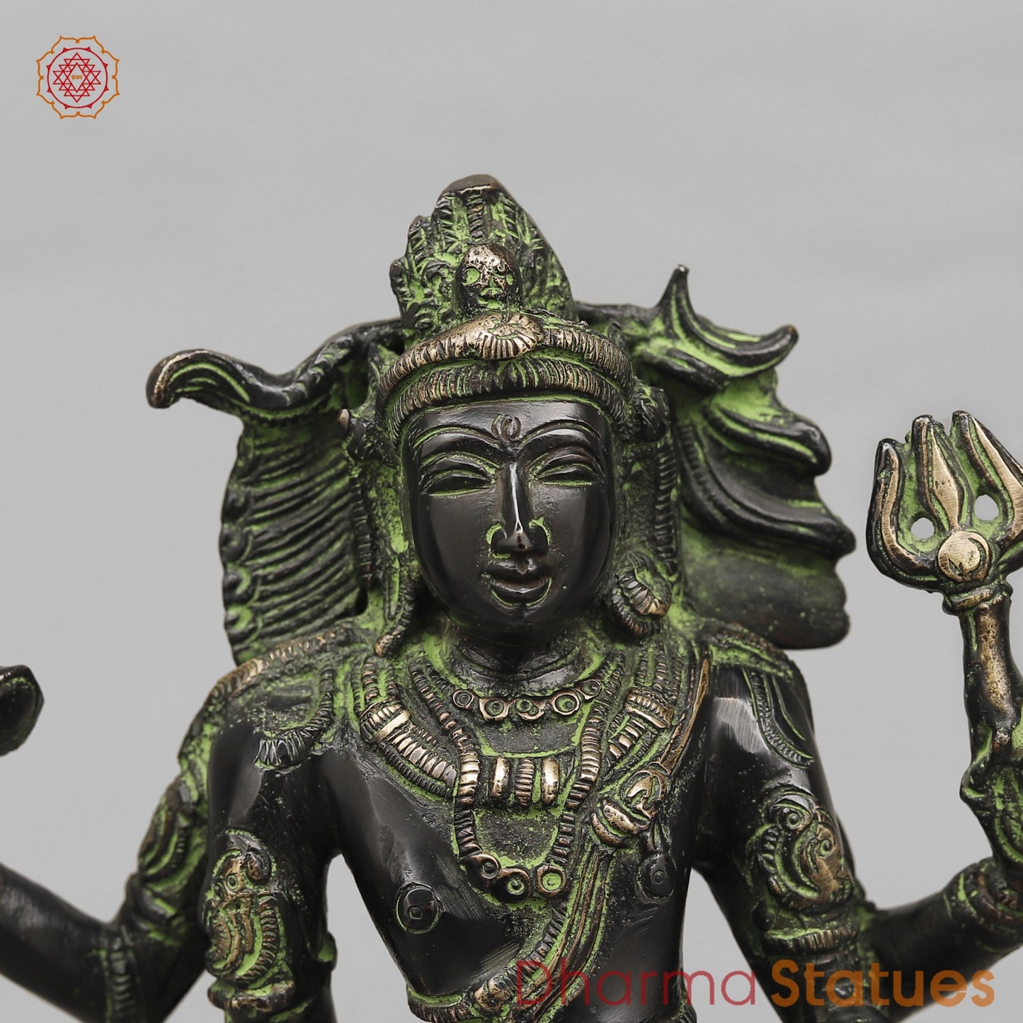 Brass Kaal Bhairo Shiva Standing Fine, Black antique Finish 12”