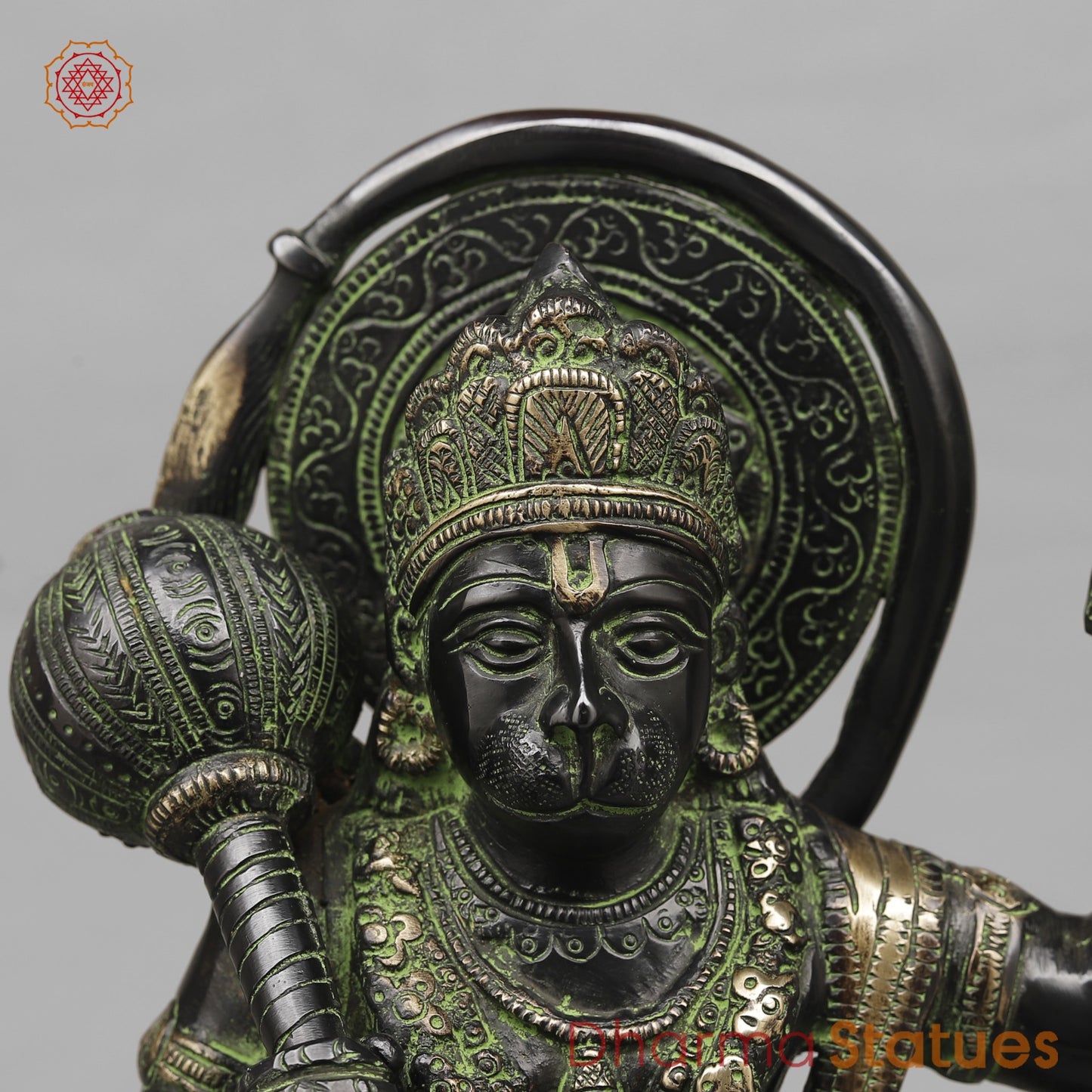 Brass Hanuman Standing Fine,Black Antique Finish 14.5”