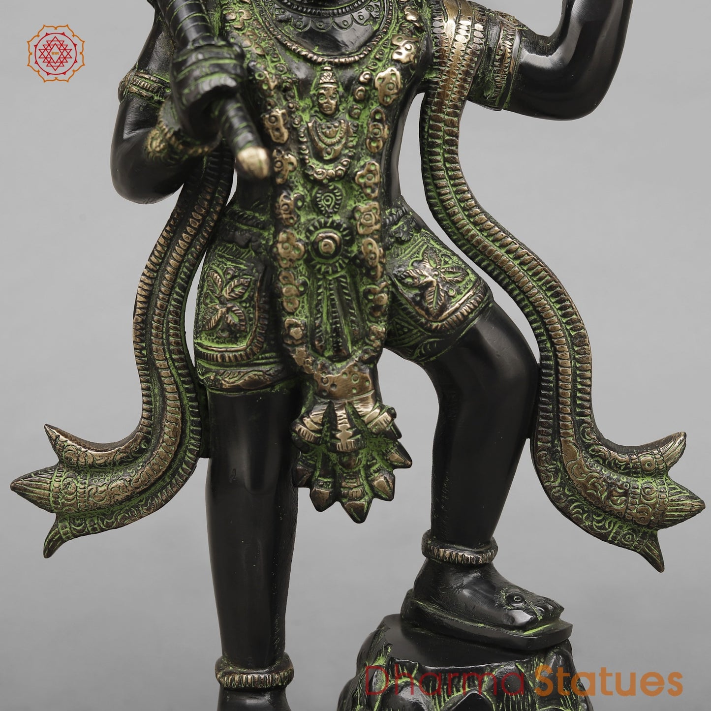 Brass Hanuman Standing Fine,Black Antique Finish 14.5”