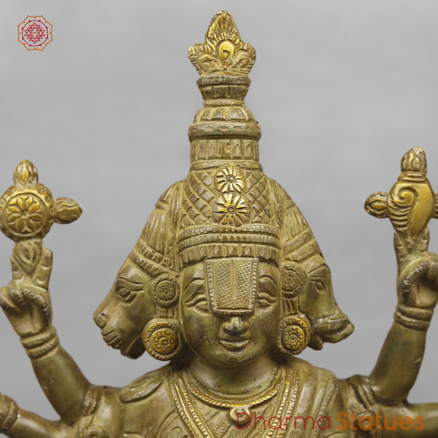 Brass Dasavtar Statue Fine, Green Patina Finish 16.5”