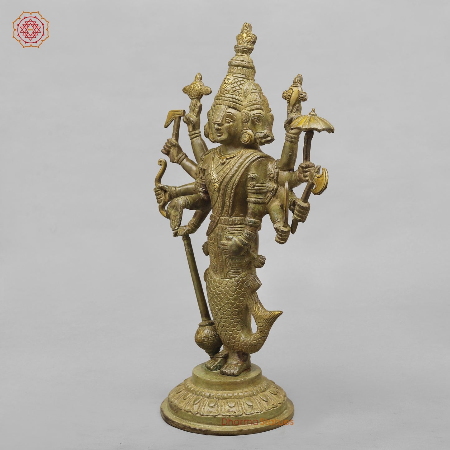 Brass Dasavtar Statue Fine, Green Patina Finish 16.5”