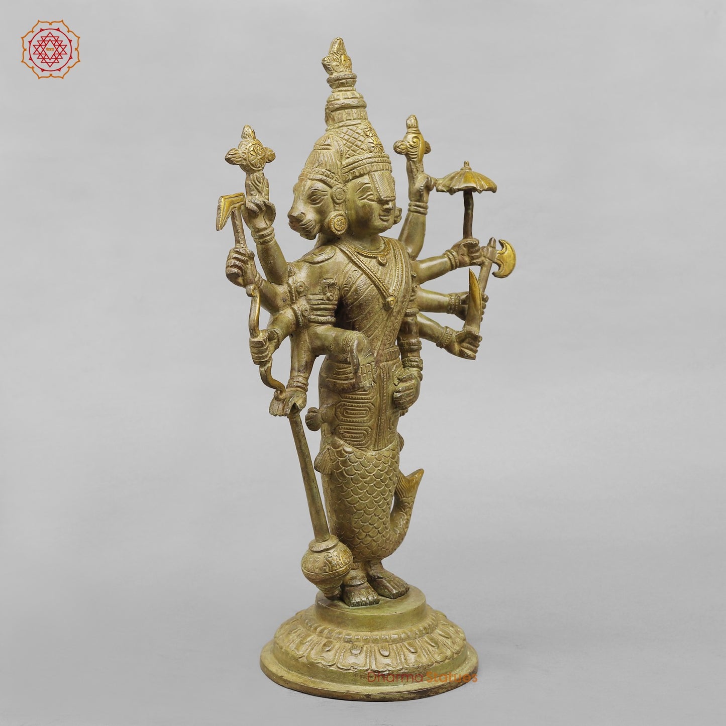 Brass Dasavtar Statue Fine, Green Patina Finish 16.5”