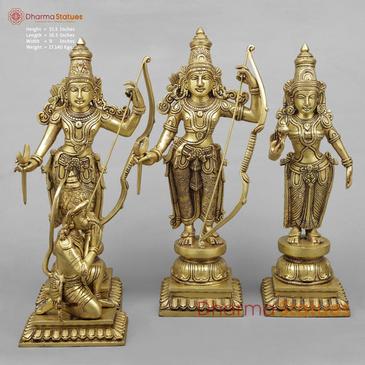 Brass Ram Darbar Fine, Golden Finish 15.5”