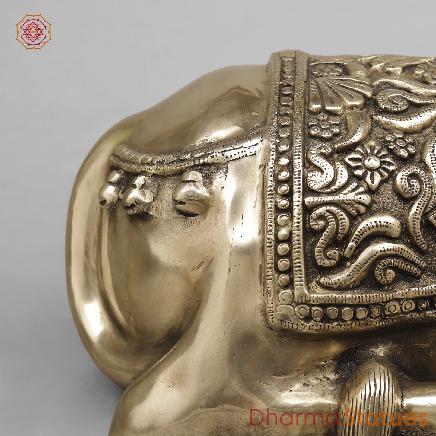 Brass Nandi Seated Fine Carving, Smooth Finish 25”