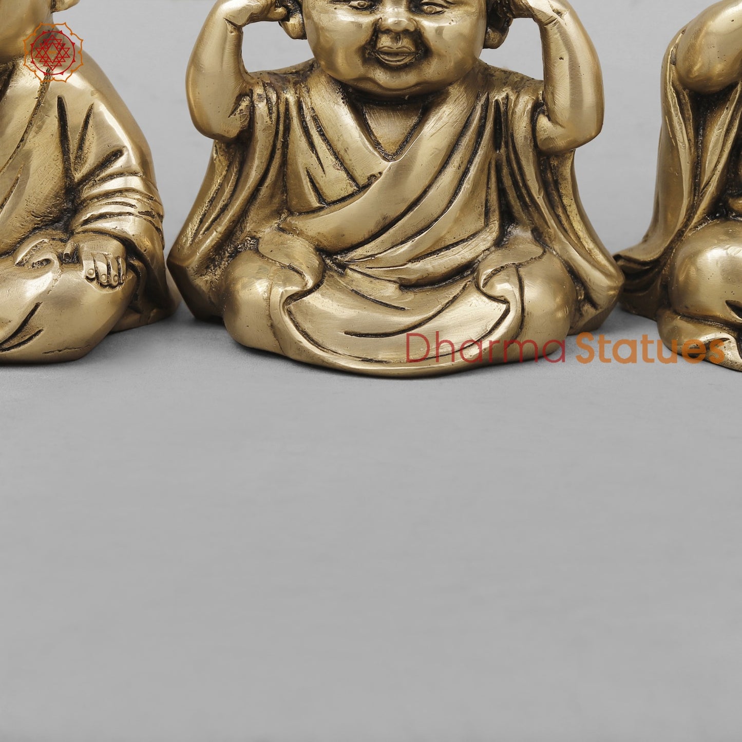 Brass Wise Monks Seated , Smooth Finish 5”