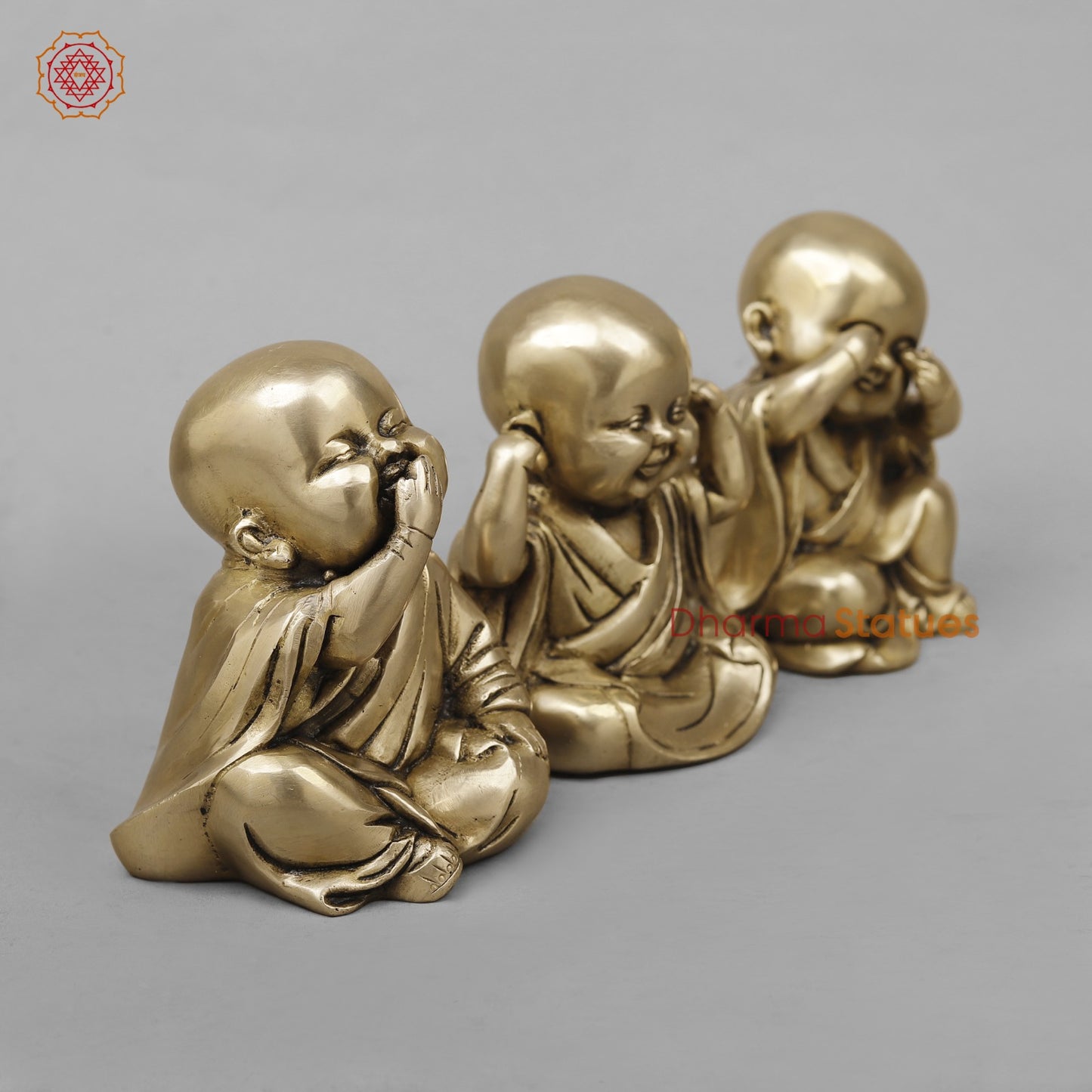 Brass Wise Monks Seated , Smooth Finish 5”
