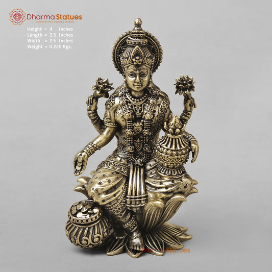 Brass Dhan Lakshmi Seated Fine 4”