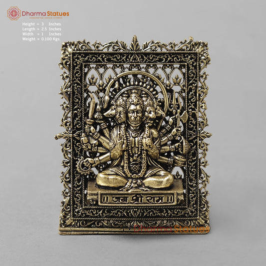 Brass Hanuman Panchmukhi Fine 3” (car dashboard suitable)
