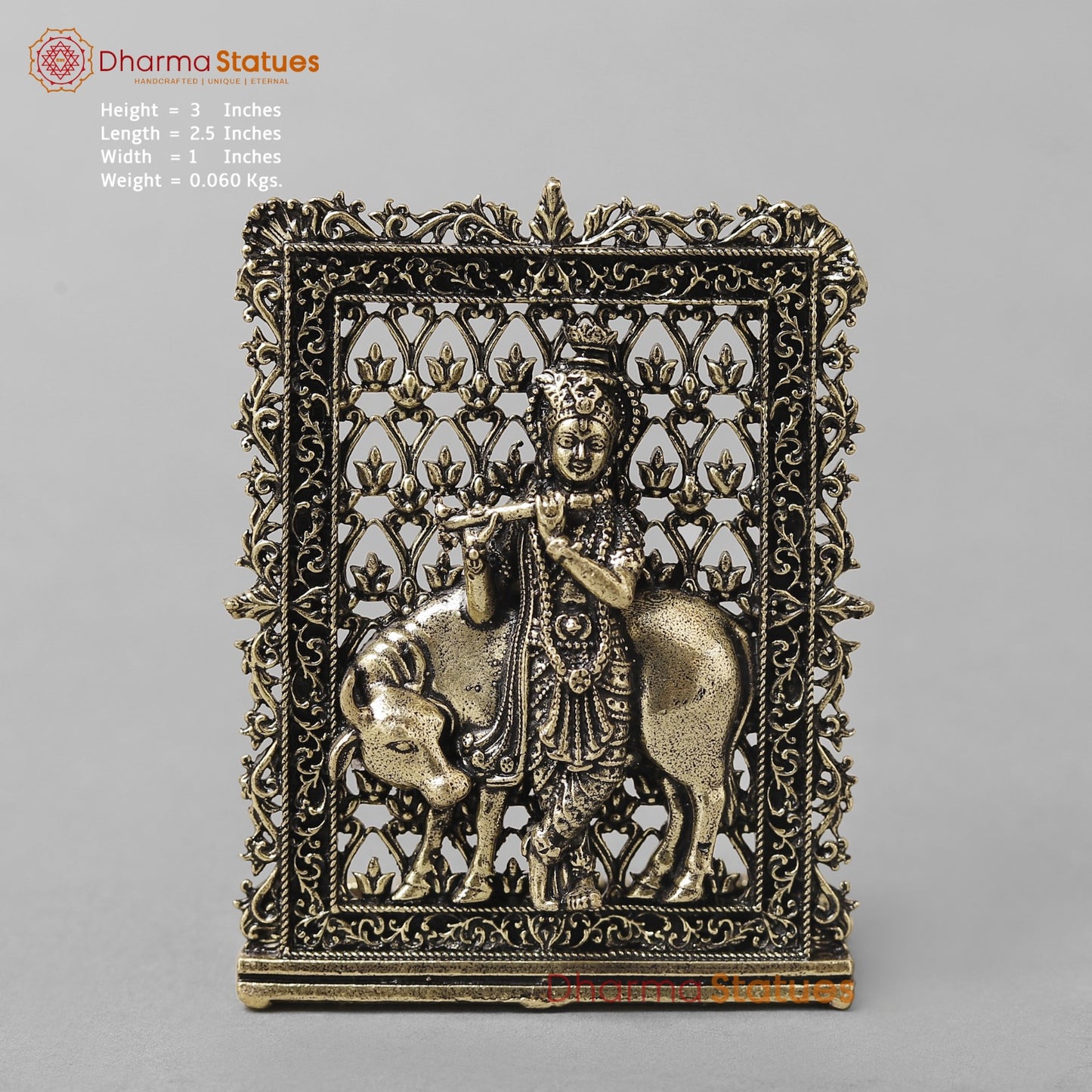 Brass Cow Krishna Panel Fine 3” (car dashboard suitable)