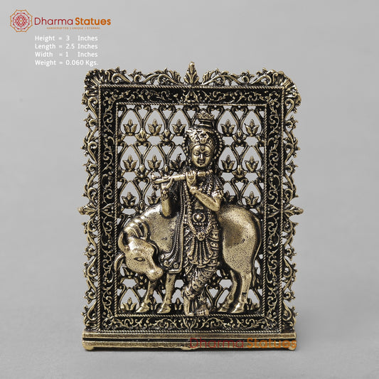 Brass Cow Krishna Panel Fine 3” (car dashboard suitable)