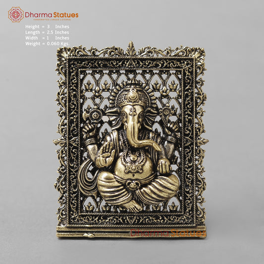 Brass Ganesh Panel Fine 3” (car dashboard suitable)