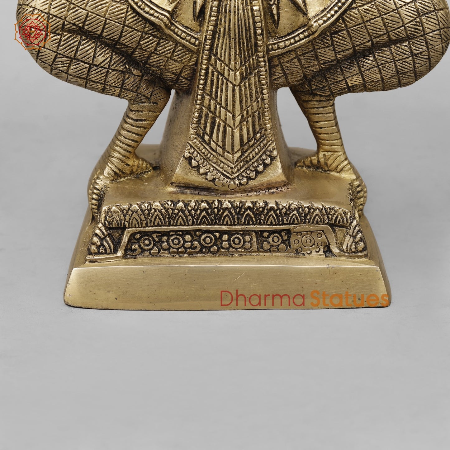 Brass Garuda Seated with Wide Wings, Smooth Finish 12”