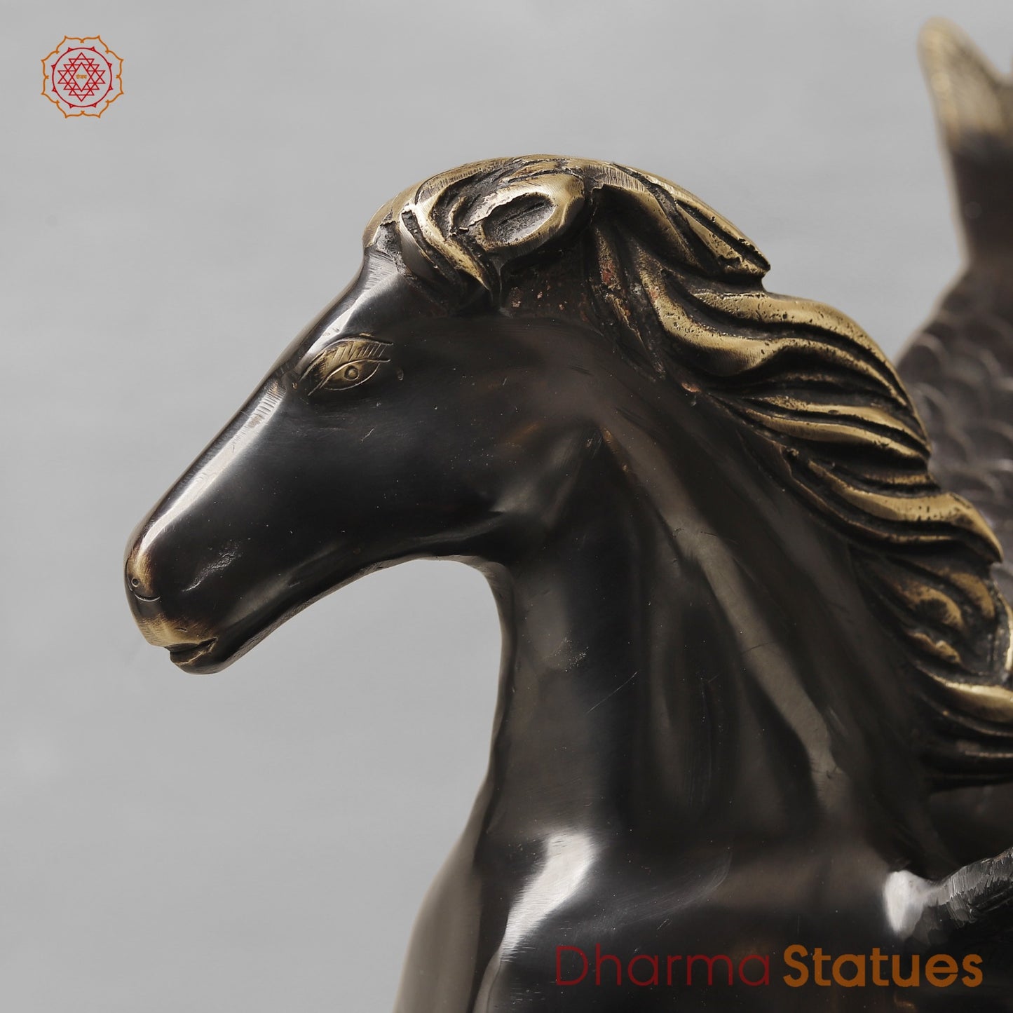 Brass Flying Horse Fine, Royal Black Finish 18.5”