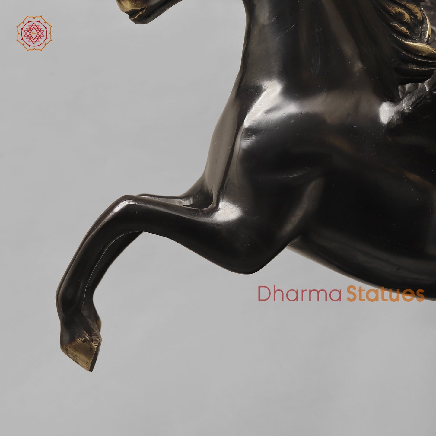 Brass Flying Horse Fine, Royal Black Finish 18.5”