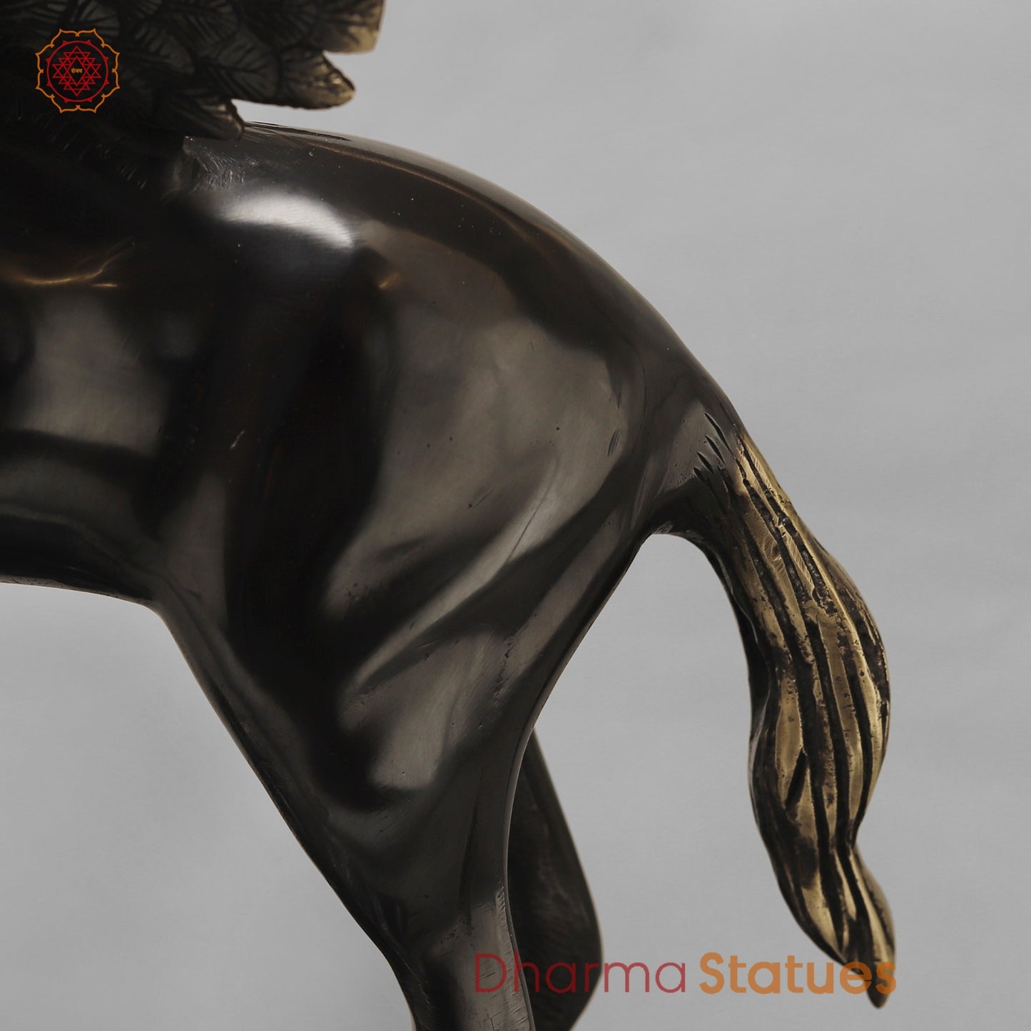 Brass Flying Horse Fine, Royal Black Finish 18.5”