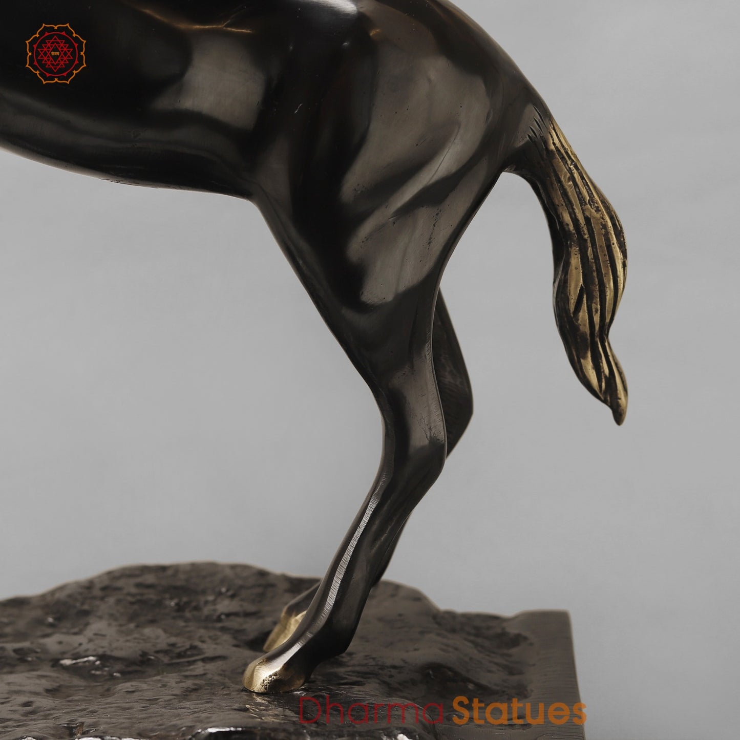 Brass Flying Horse Fine, Royal Black Finish 18.5”
