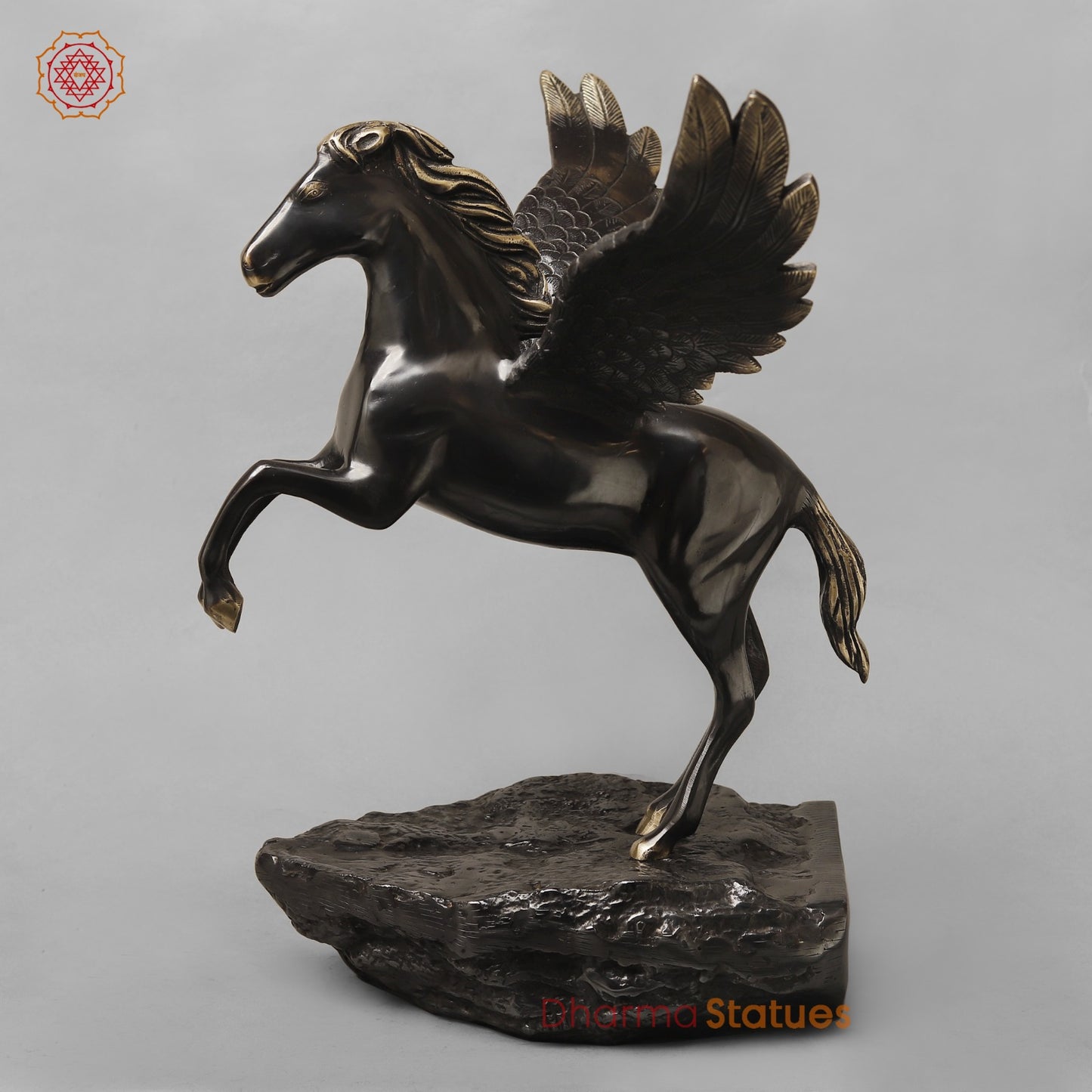 Brass Flying Horse Fine, Royal Black Finish 18.5”