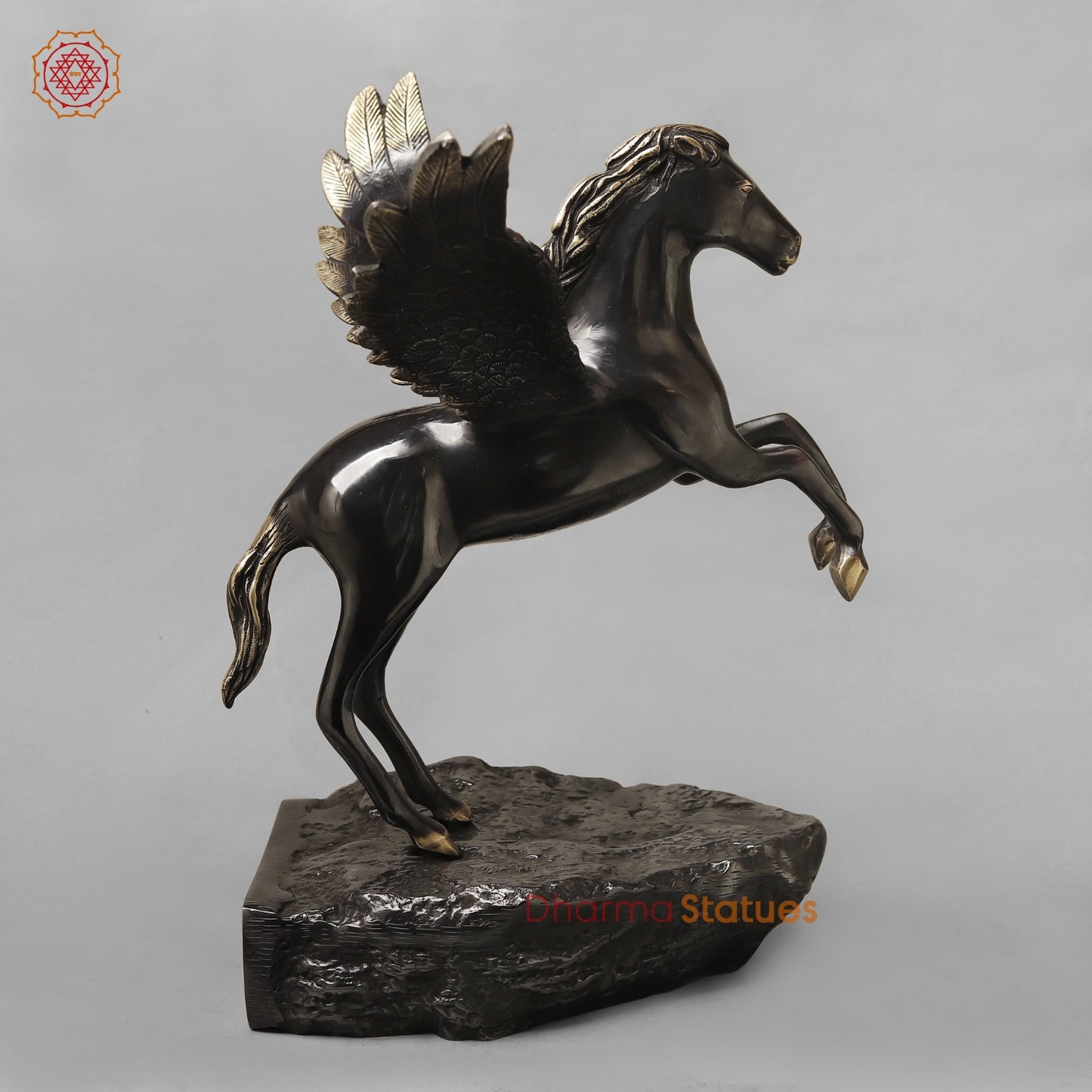 Brass Flying Horse Fine, Royal Black Finish 18.5”