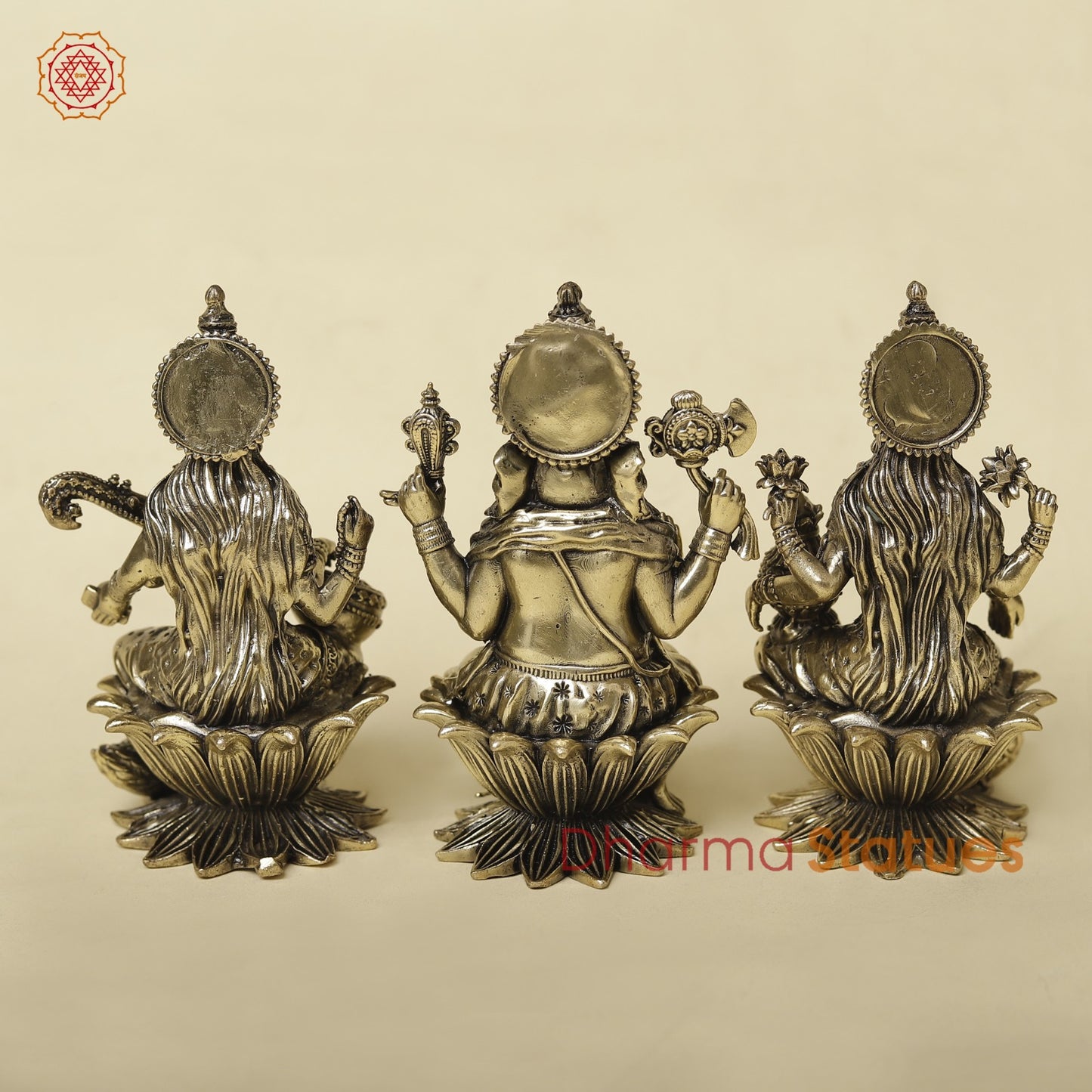 Brass Lakshmi Ganesh Saraswati Set Fine 4”
