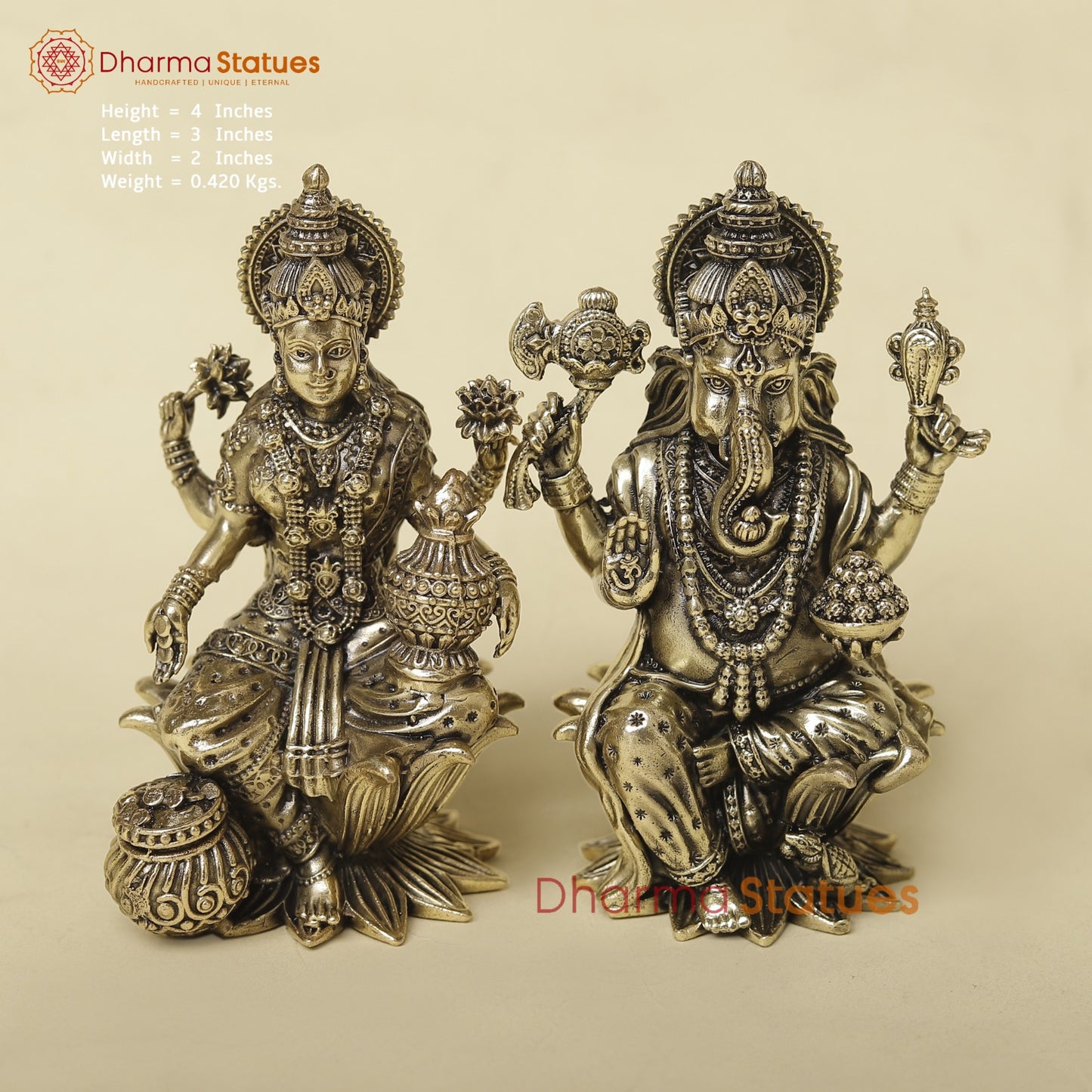 Brass Lakshmi Ganesh Fine 4”