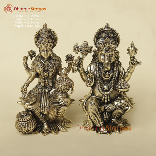Brass Lakshmi Ganesh Fine 4”