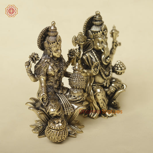 Brass Lakshmi Ganesh Fine 4”