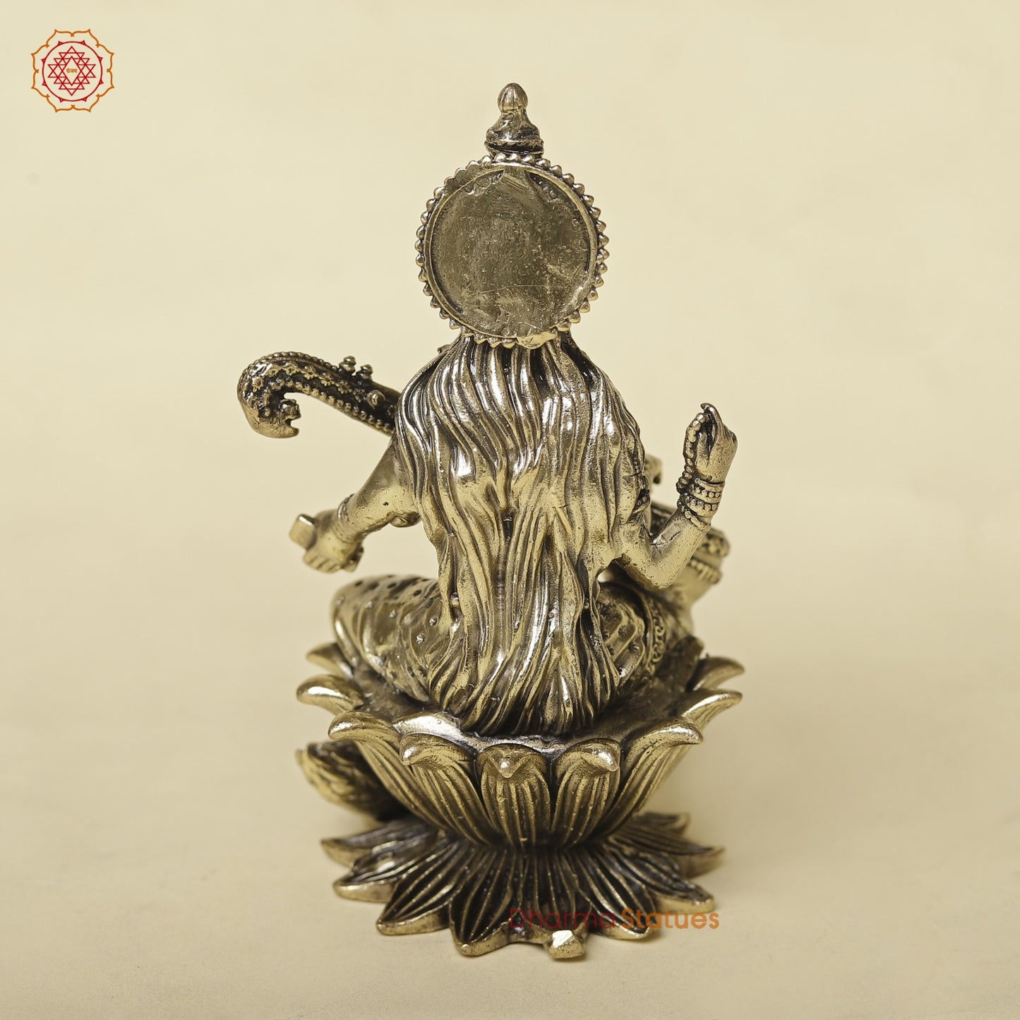 Brass Saraswati With Swan Seated Fine 4”