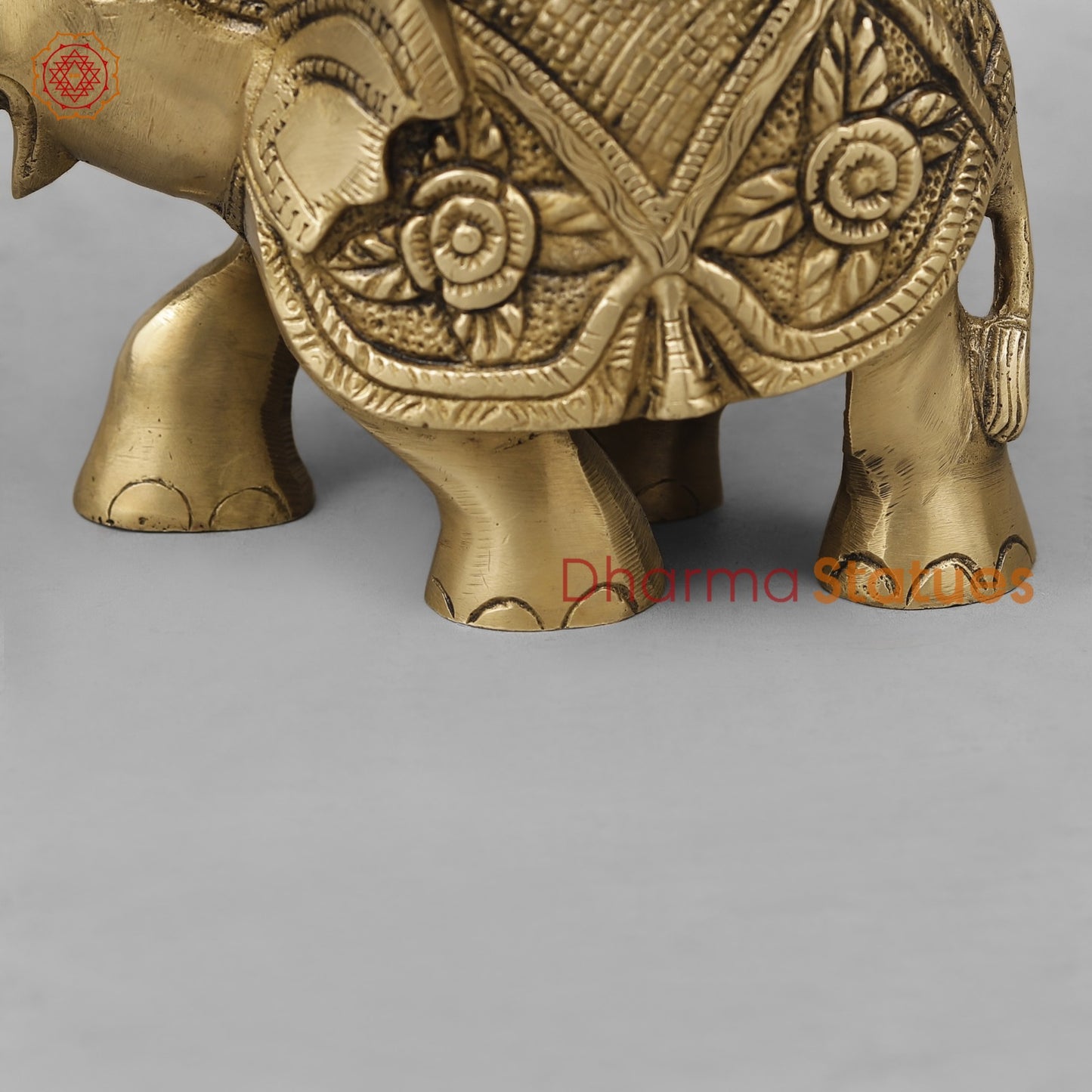 Brass Elephant Urli With Ghungroo, Butter Finish 8”