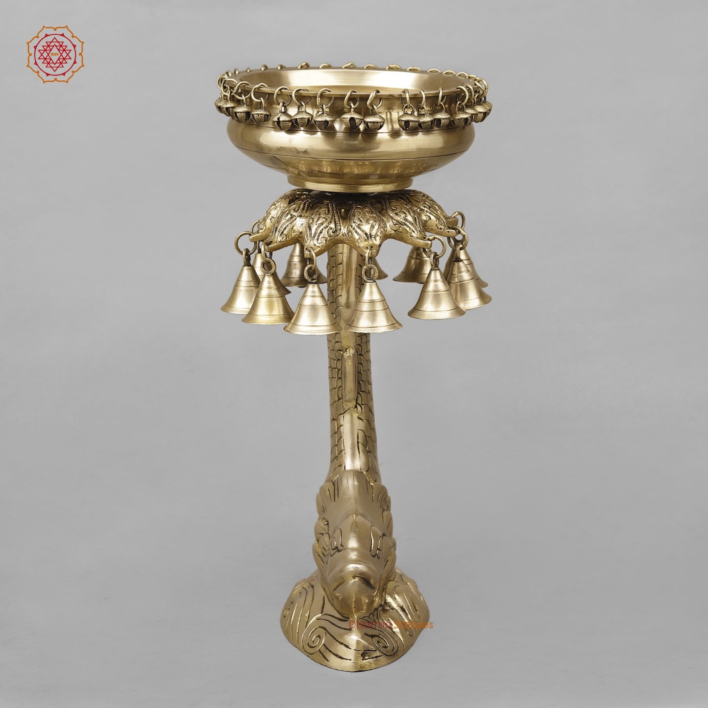 Brass Finish Urli With Ghungroo, Smooth Finish 16.5”