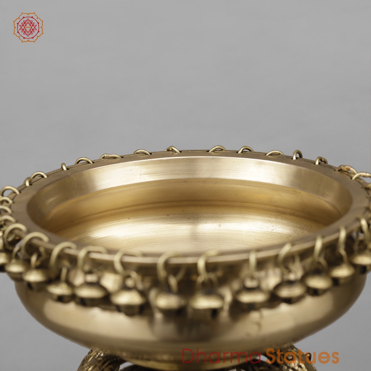 Brass Finish Urli With Ghungroo, Smooth Finish 16.5”