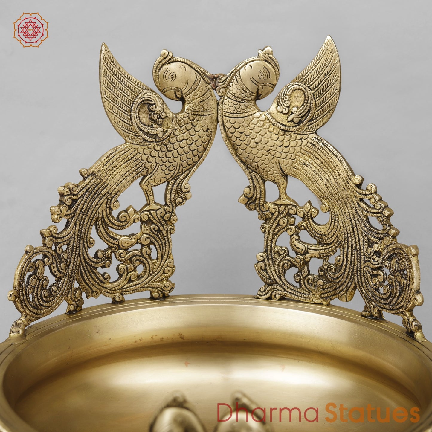 Brass Double Peacock Urli Fine, Smooth Finish 16”