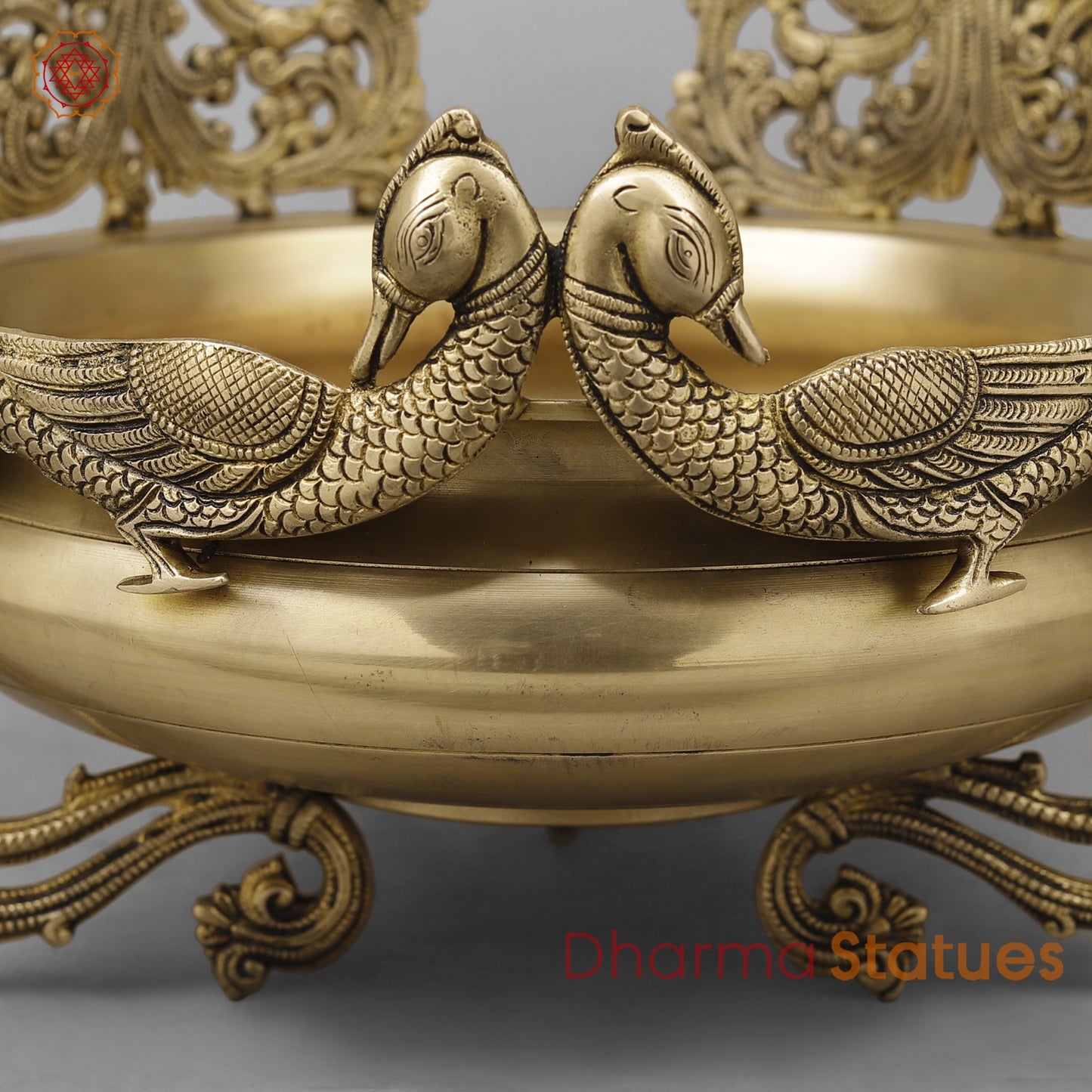 Brass Double Peacock Urli Fine, Smooth Finish 16”