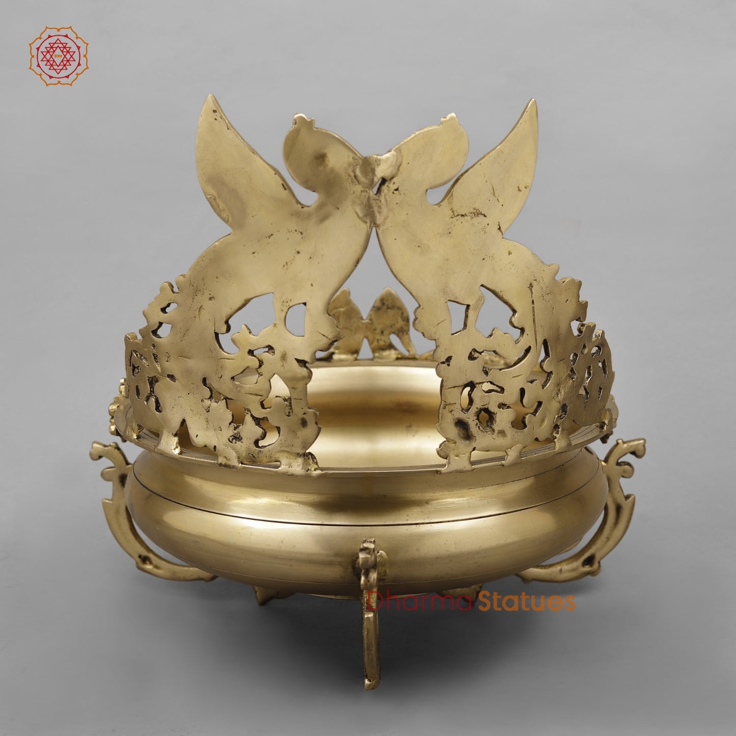 Brass Double Peacock Urli Fine, Smooth Finish 16”