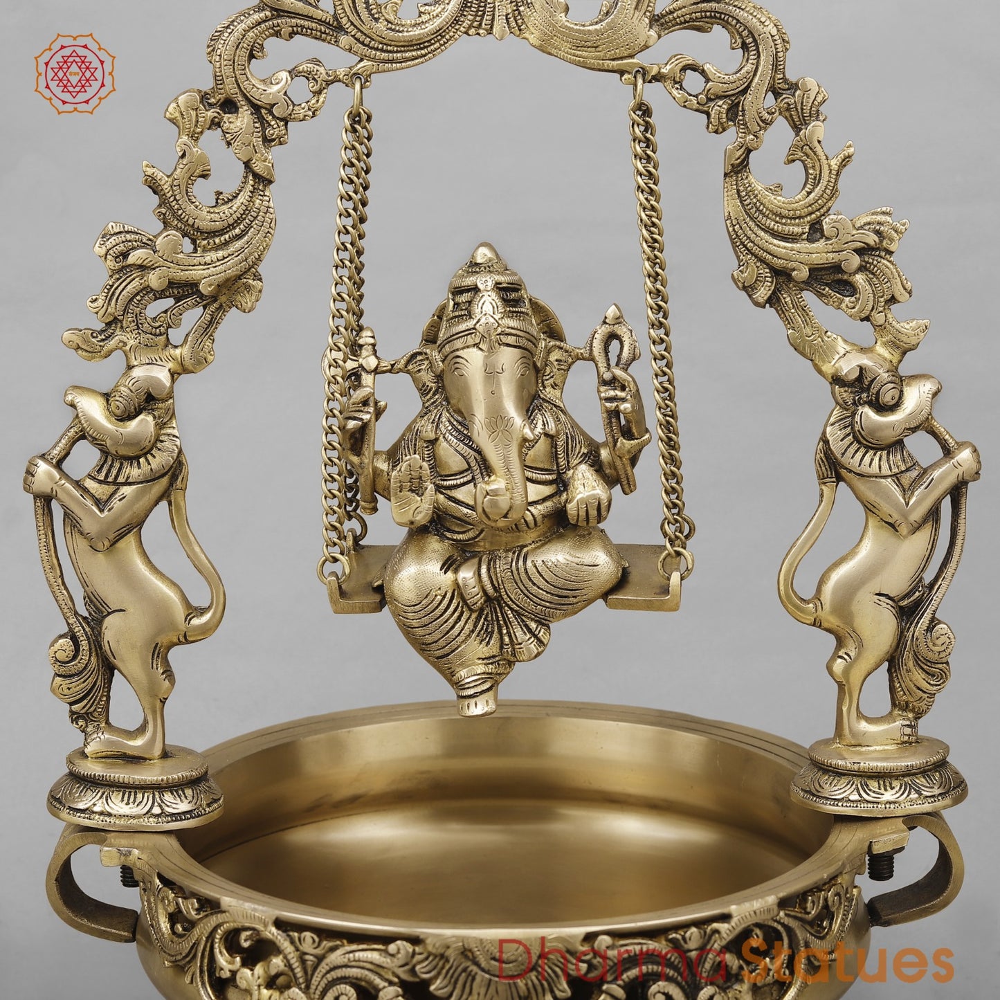 Brass Ganesh Jhula Urli, Fine Smooth Finish 21”