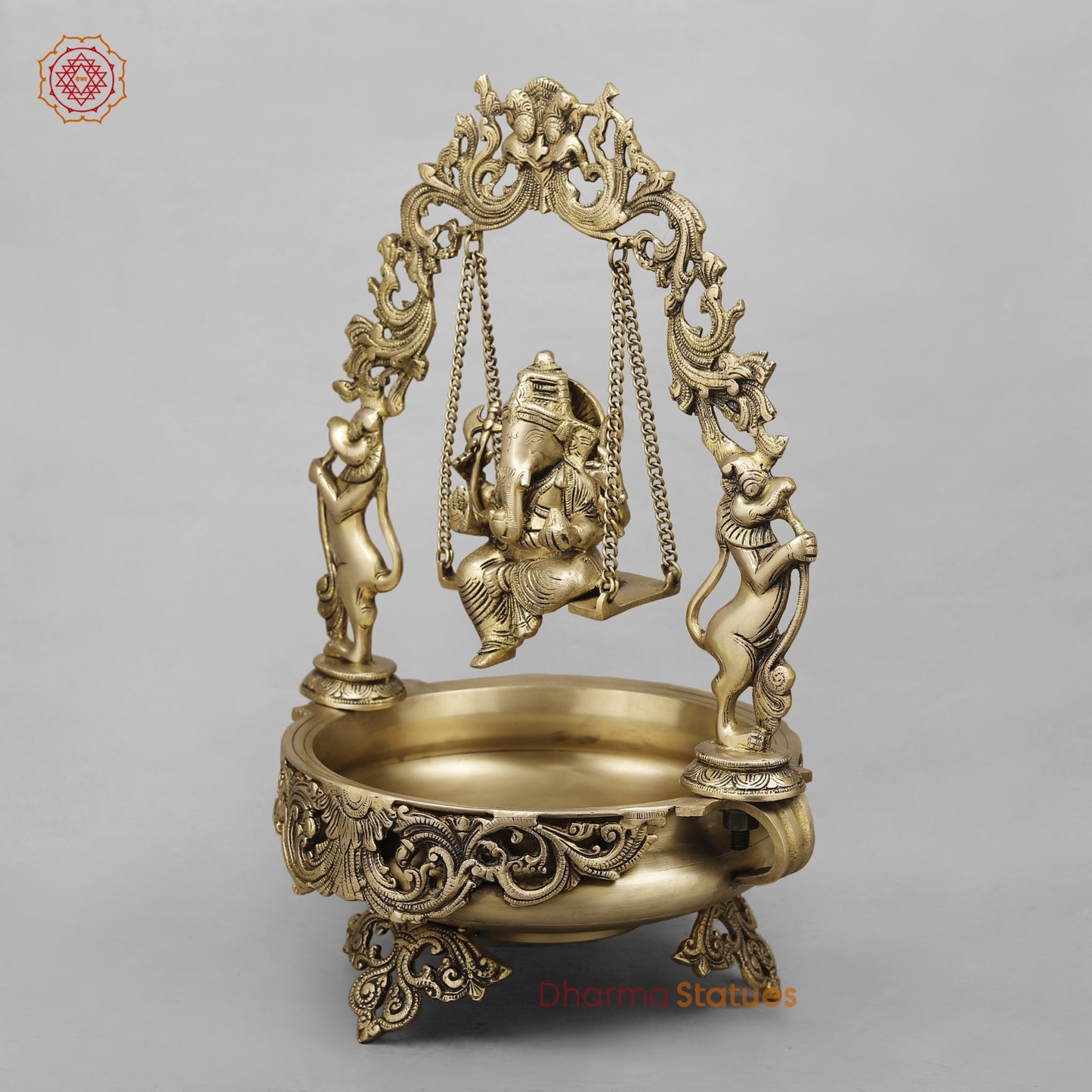 Brass Ganesh Jhula Urli, Fine Smooth Finish 21”