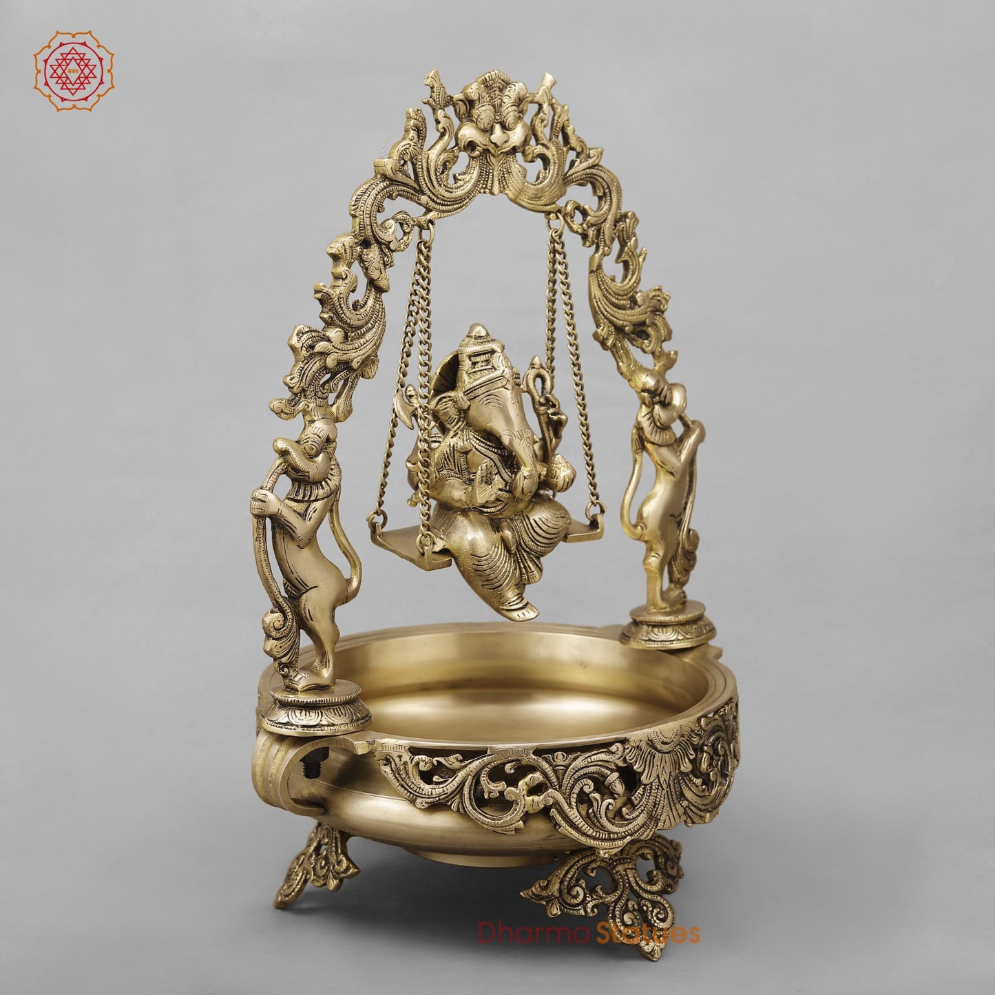Brass Ganesh Jhula Urli, Fine Smooth Finish 21”