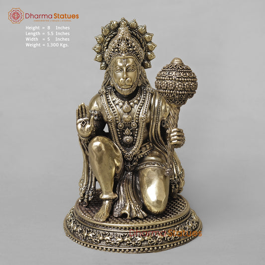 Brass Hanuman Ji Seated Fine 8”